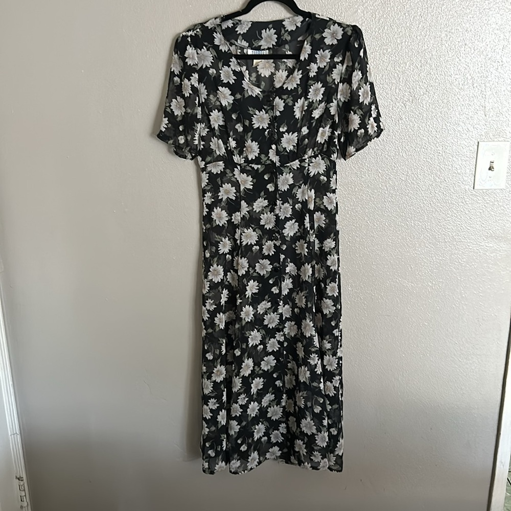 Semi sheer floral 90s style dress